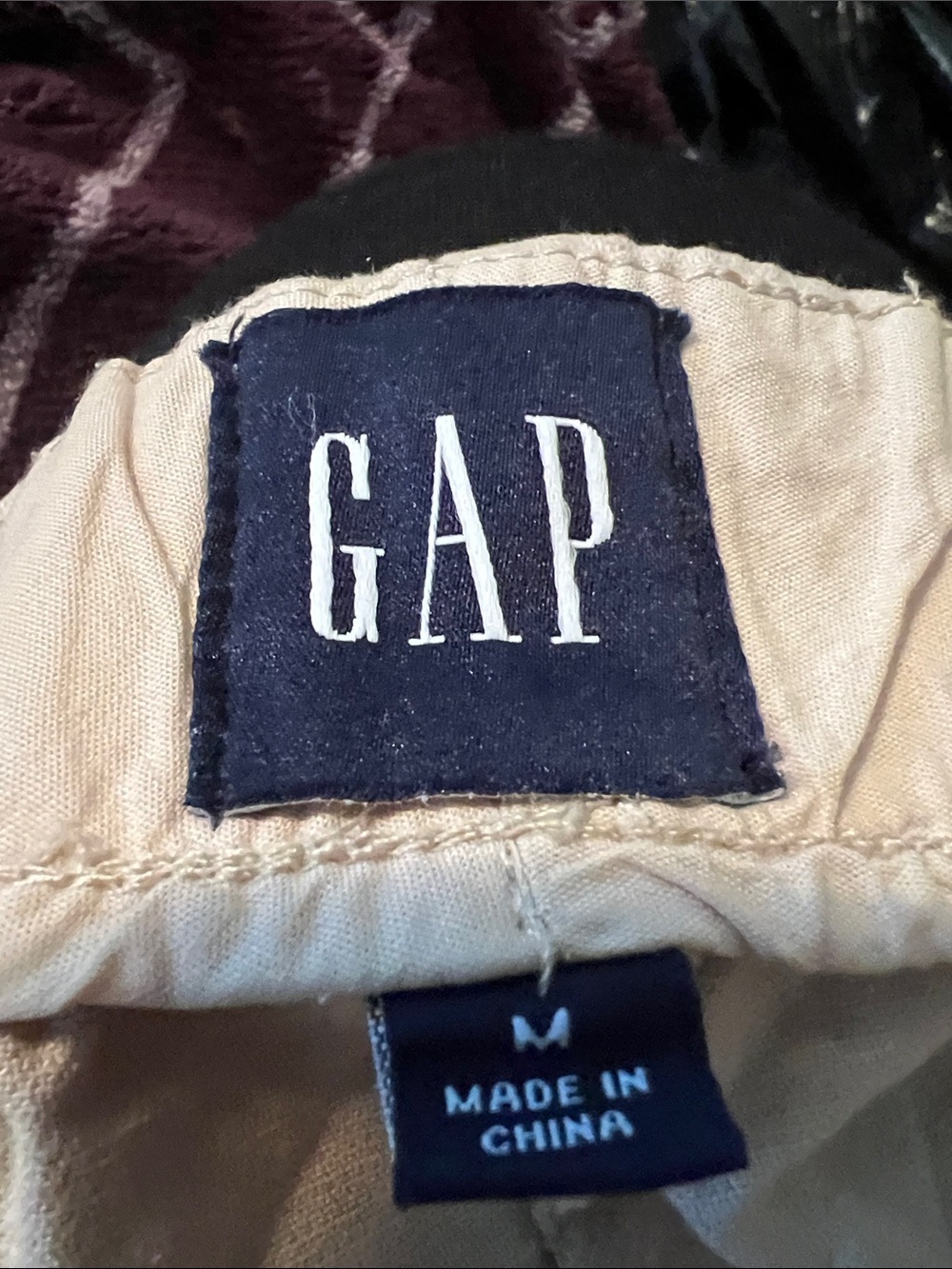 GAP Beige Top with Navy Logo Patch